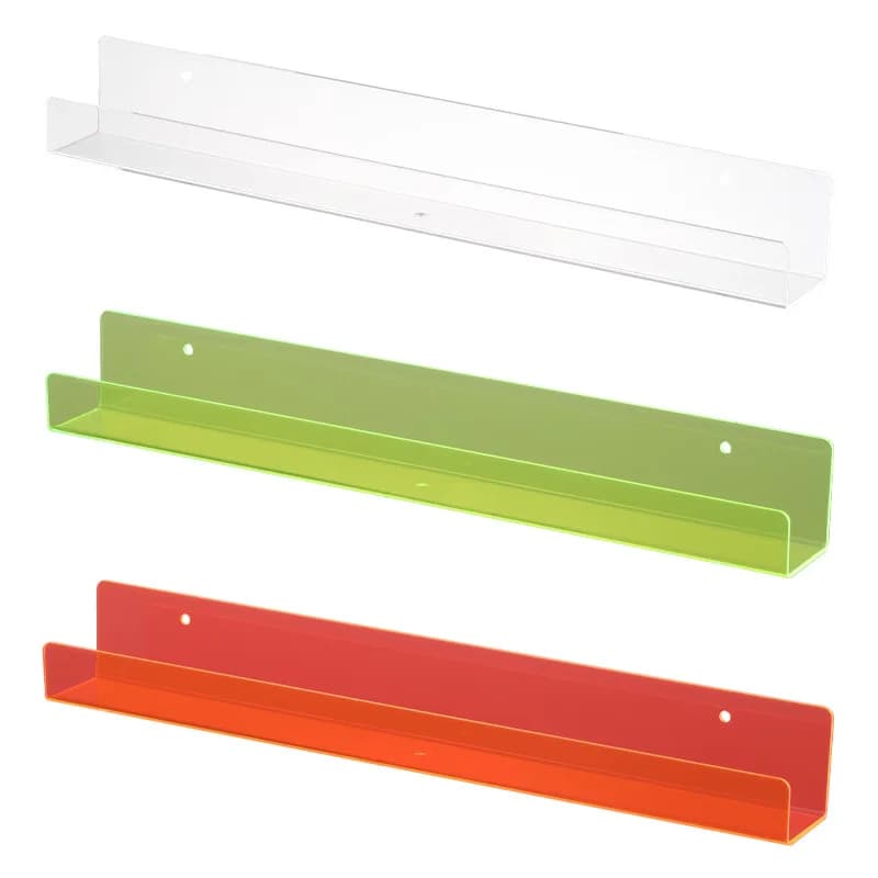 Limpar Parede De Acrílico Montado Prateleiras Flutuantes, Crianças Estante De Exibição, Borda De Fluorescência, Armazenamento, 15"