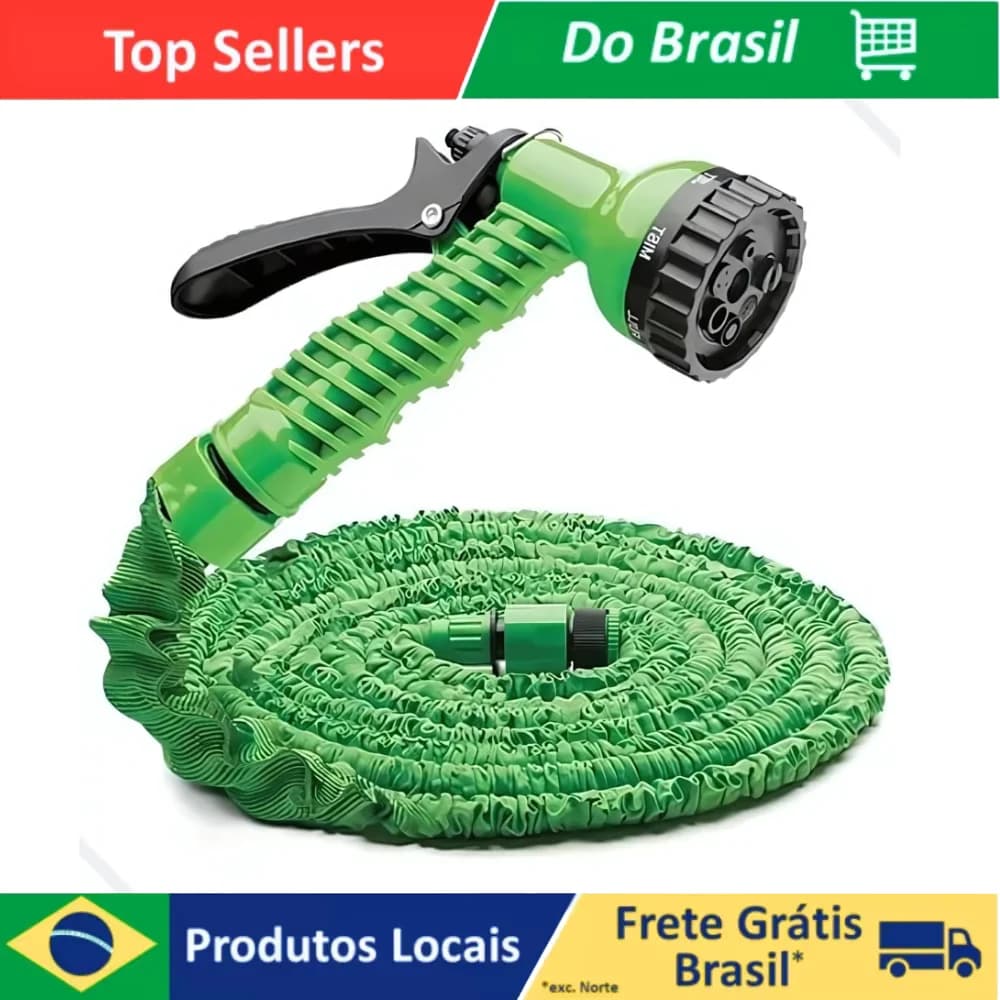 Mangueira mágica alongável e flexível de jardim 15 metros verde