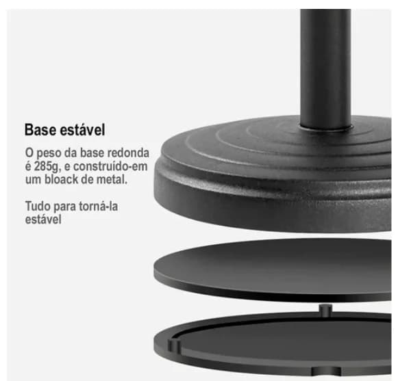 Base estável de metal do suporte para celular de mesa tripé com peso de 285g