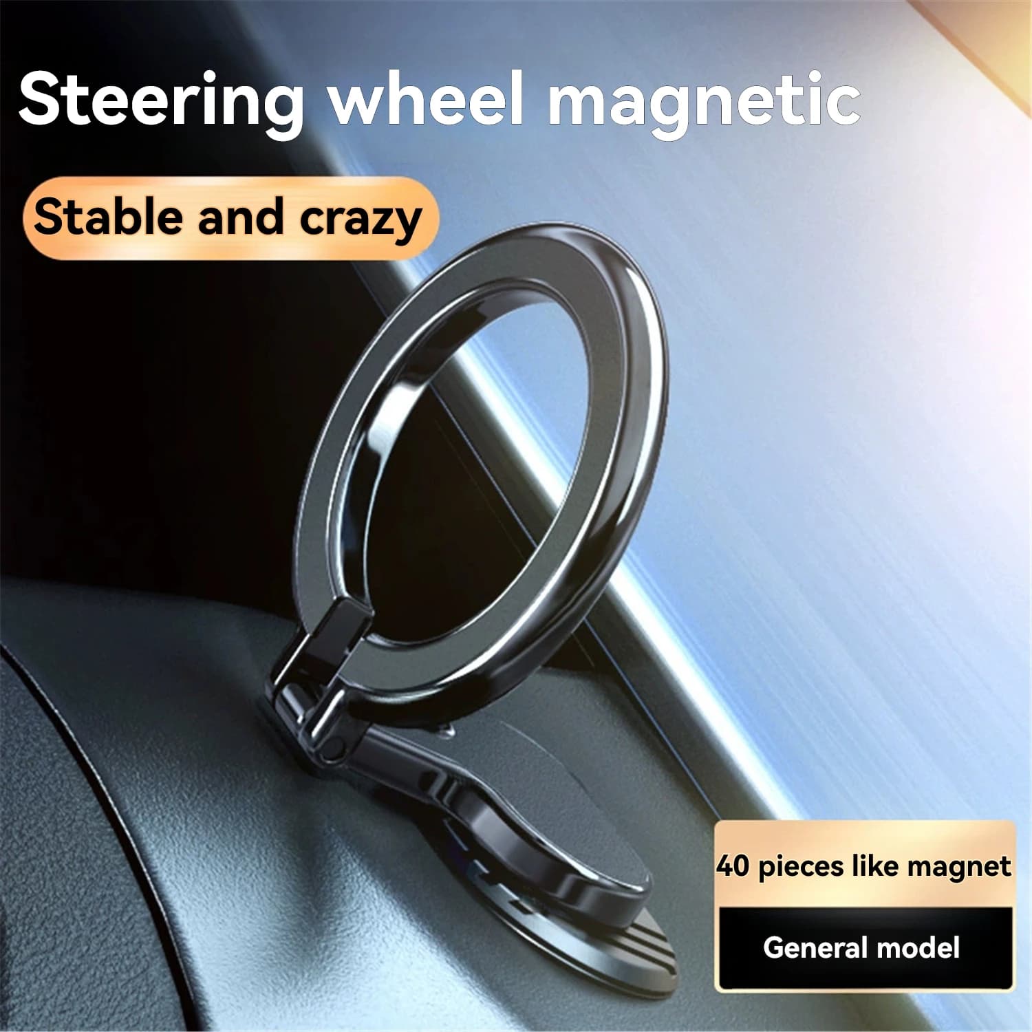 Suporte magnético para volante com base estável e design dobrável para celulares universais