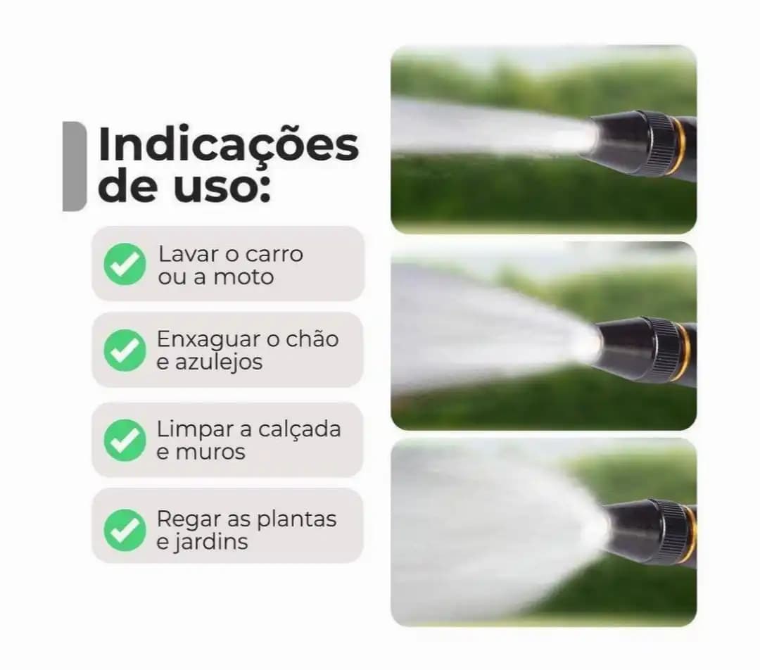 Bico Esguicho 3 em 1 com Engate Rápido – Alta Pressão para Mangueira, Carro, Moto, Jardim e Quintal