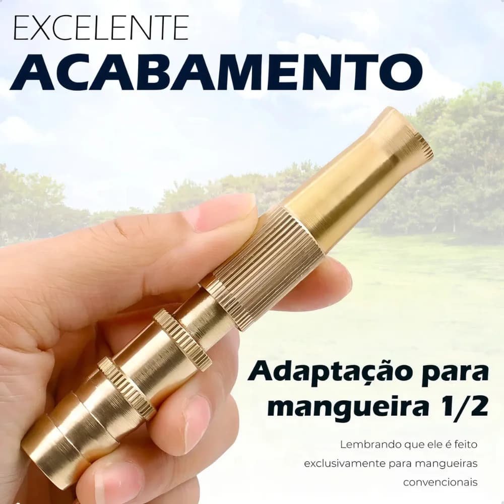Esguicho de alta pressão para mangueira 1/2 dourado com conector e anel preto