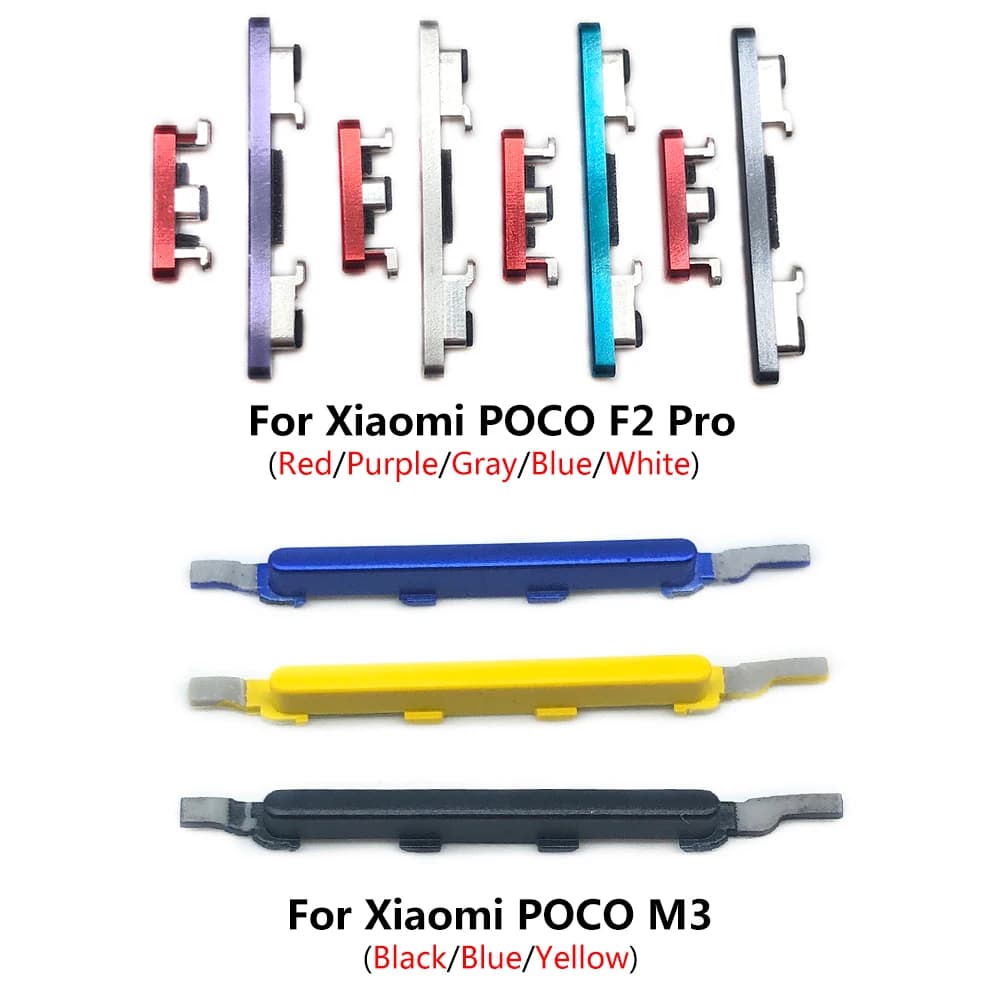 Peças de substituição para botões laterais Xiaomi Poco M4 Pro 5G, X3, F1, F4, X4 Pro 5G, F2 Pro, C40, F3, M3 Pro 5G, M3 Pro, X2, X3 GT, C65, M4 Pro 4G