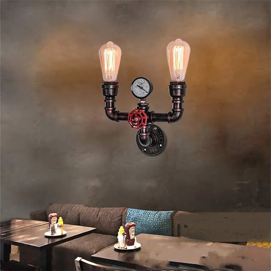 Steam punk loft luzes de parede ferro ferrugem tubo água industrial retro lâmpadas teto vintage e27 arandela para sala estar quarto barra