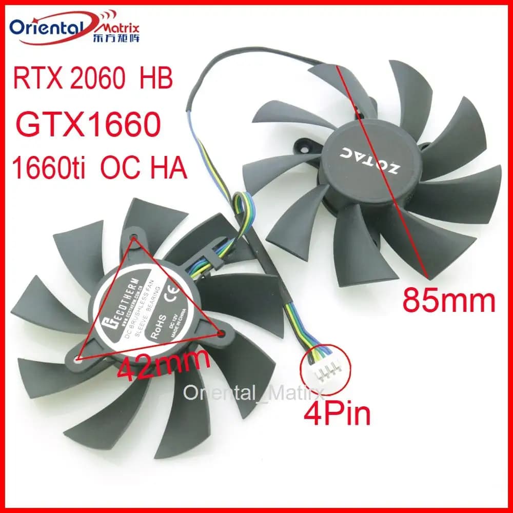 2 pçs/lote DC FAN ESCOVADOR 85mm 4Pin VGA Para ZOTAC RTX 2060 HB GTX1660 1660ti OC HA Placa Gráfica Ventilador De Refrigeração