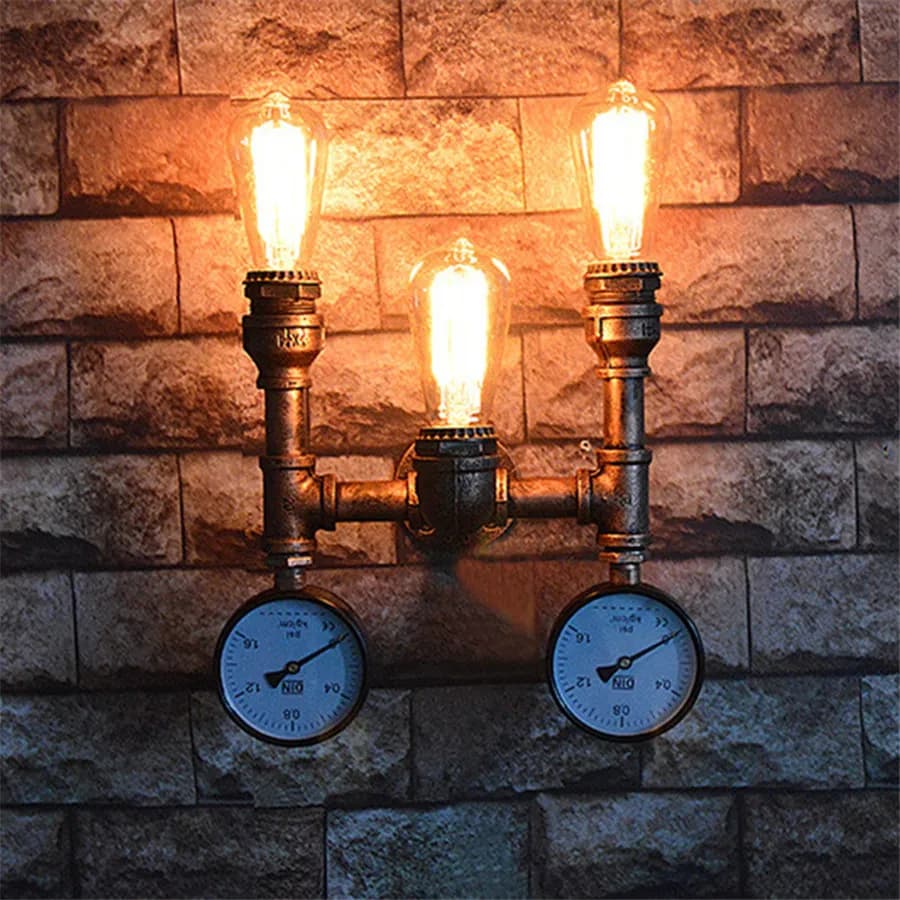 Steam punk loft luzes de parede ferro ferrugem tubo água industrial retro lâmpadas teto vintage e27 arandela para sala estar quarto barra