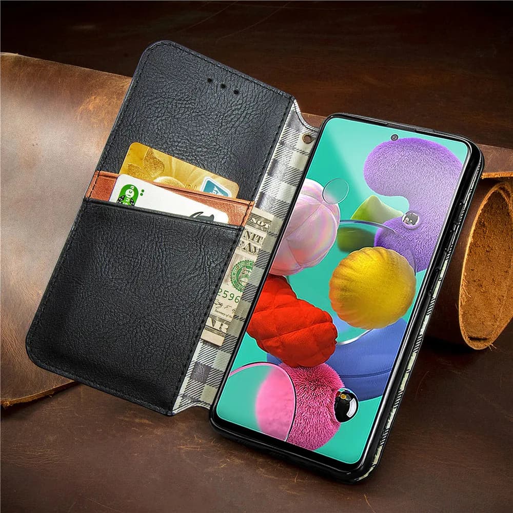 Capa Johndan para smartphone Redmi Note 9 Pro em couro preto com porta-cartões e compartimento para dinheiro
