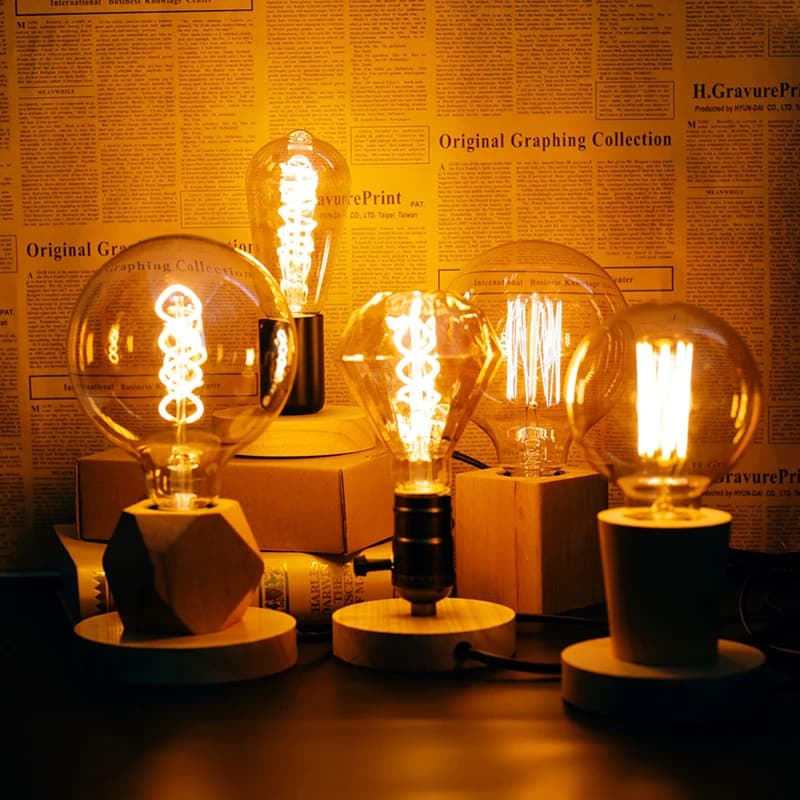 Luminária de Mesa Retrô Vintage de Madeira com Base E27, Luz Noturna com Interruptor, Plugue EU, para Quarto, Mesa de Cabeceira, Decoração de Chão, Múltiplas Opções
