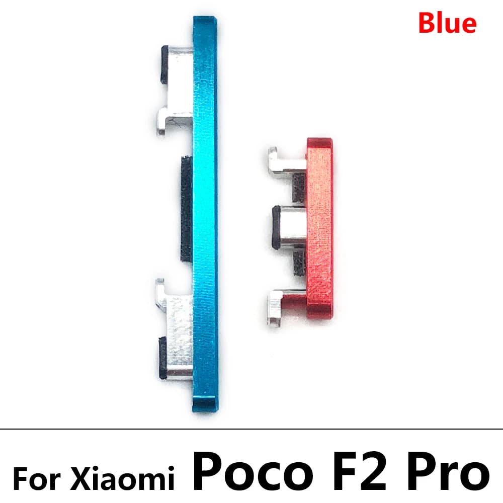 Botões laterais azul e vermelho para Xiaomi Poco F2 Pro, peças de reposição para energia e volume