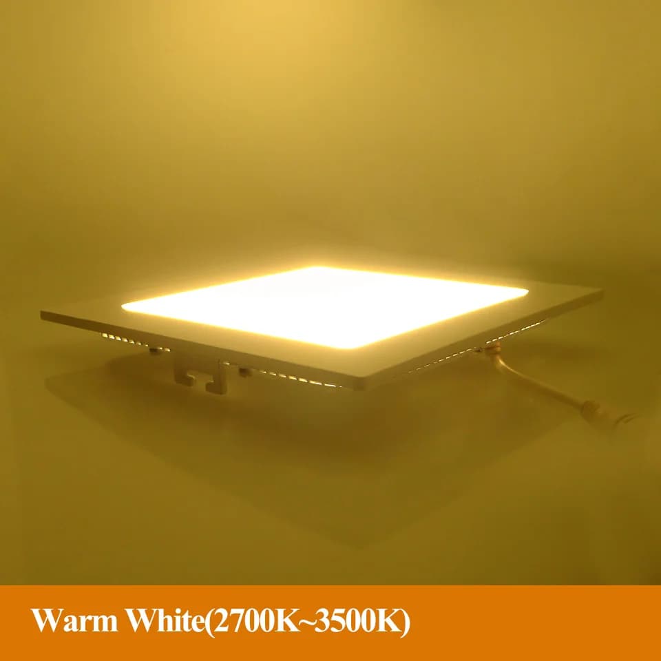 Painel de luz LED quadrado ultra fino VBS, montagem embutida, driver LED visível, fundo branco