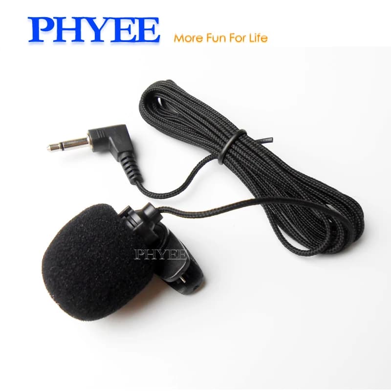 Mono microfone externo bluetooth handsfree 2.5 metros cabo clip-on 3.5mm áudio aux-in microfone portátil para unidade de cabeça de rádio do carro