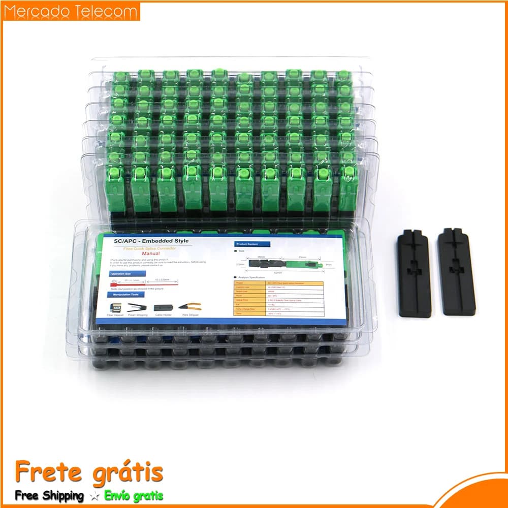 50 peças 100 peças conector rápido sc apc conector embutido ferramenta ftth conector rápido de fibra fria conector de fibra óptica sc