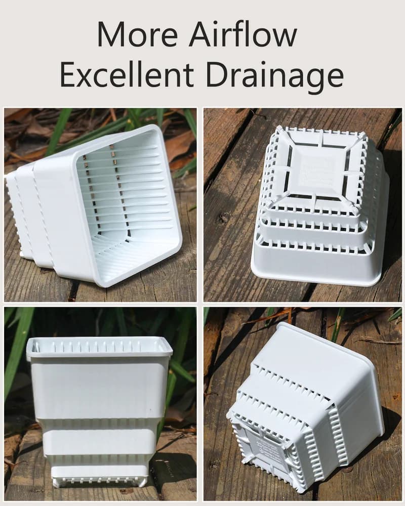 Vaso branco para plantas suculentas com controle de raiz e drenagem excelente para circulação de ar