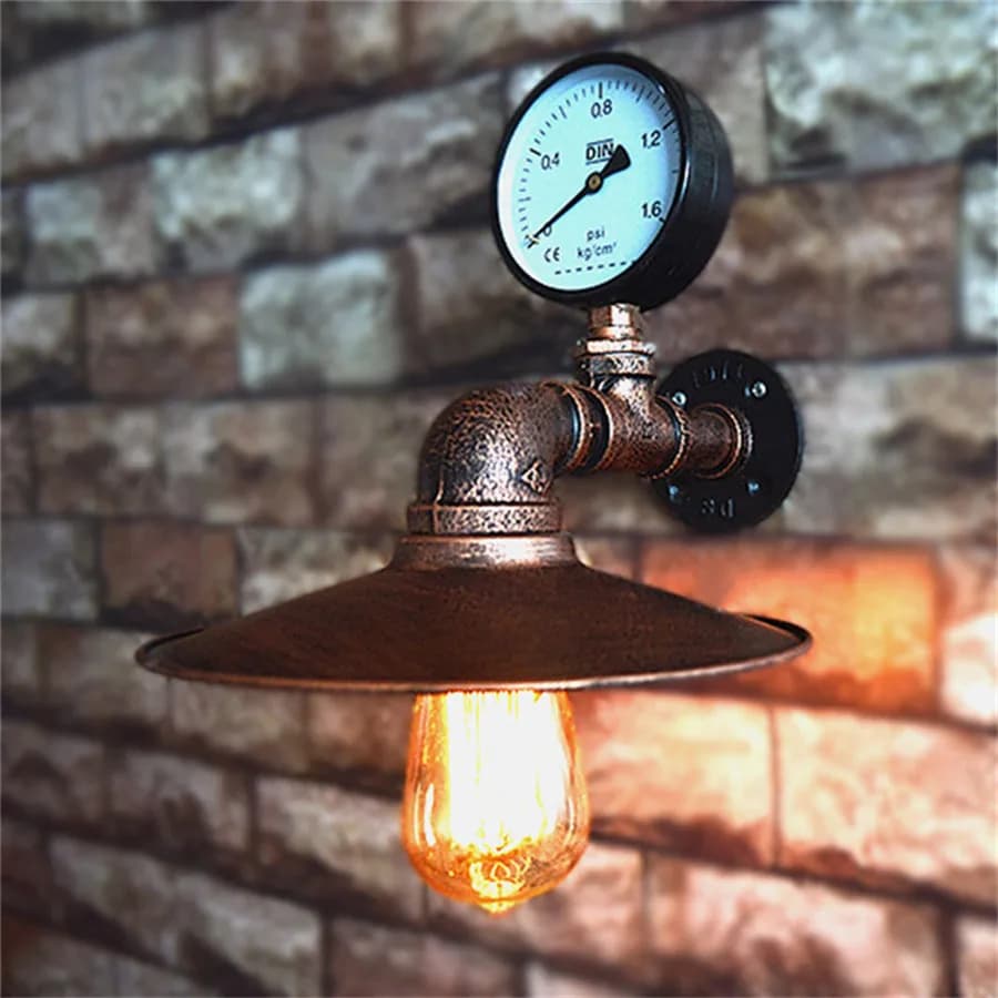 Steam punk loft luzes de parede ferro ferrugem tubo água industrial retro lâmpadas teto vintage e27 arandela para sala estar quarto barra
