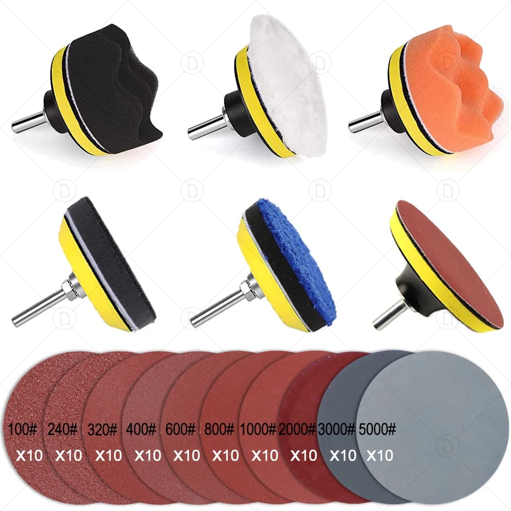 Kit de esponjas de polimento para carro com discos de 3 polegadas