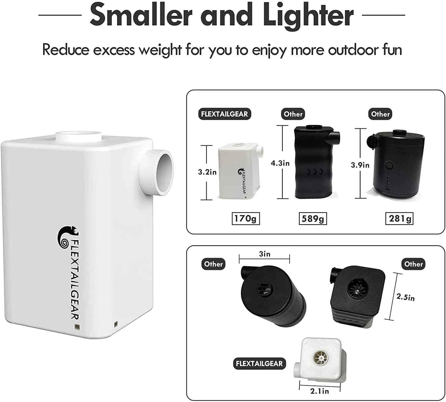 Compressor de ar recarregável portátil branco com acessórios