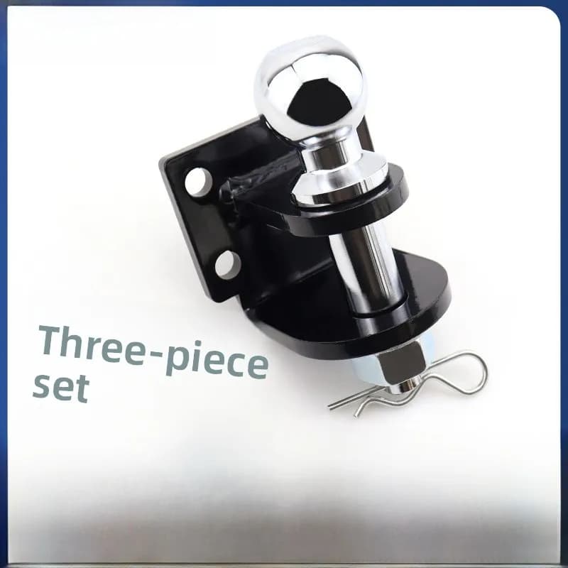 Gancho de engate de reboque universal de três peças, preto e prata, fundo branco, texto Three-piece set