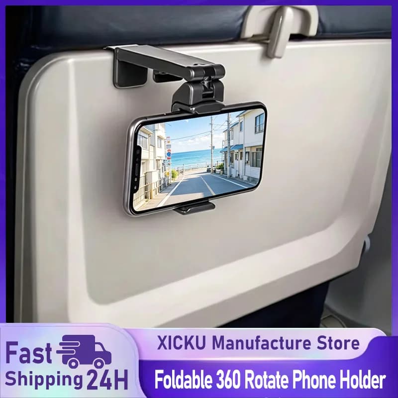 Suporte universal dobrável para celular com rotação de 360 graus para viagem de avião