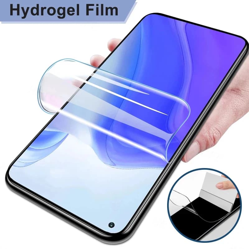 Filme de hidrogel transparente para smartphone com 3 peças, proteção completa para tela