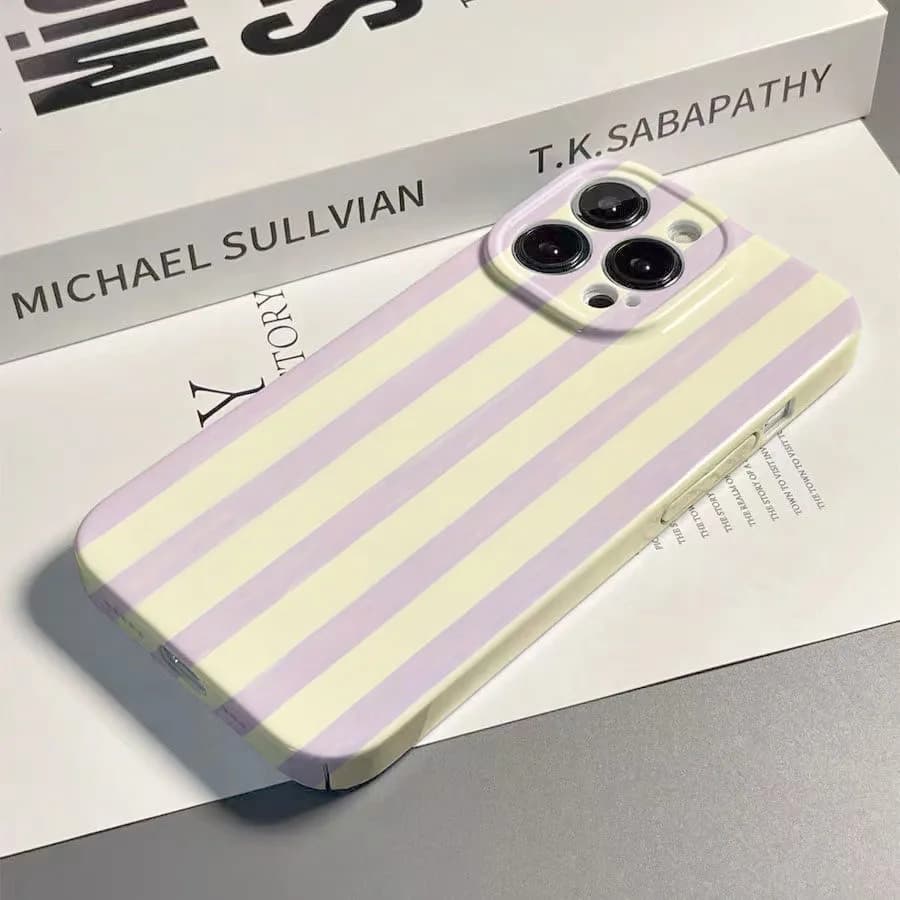 Capa de Telefone Luxuosa Clmj Swag com Listras Roxas e Acabamento Brilhante em PC Duro para Xiaomi Redmi Note 15 13 12S 12 11S 11 10 9 Pro Plus Max 4G 5G