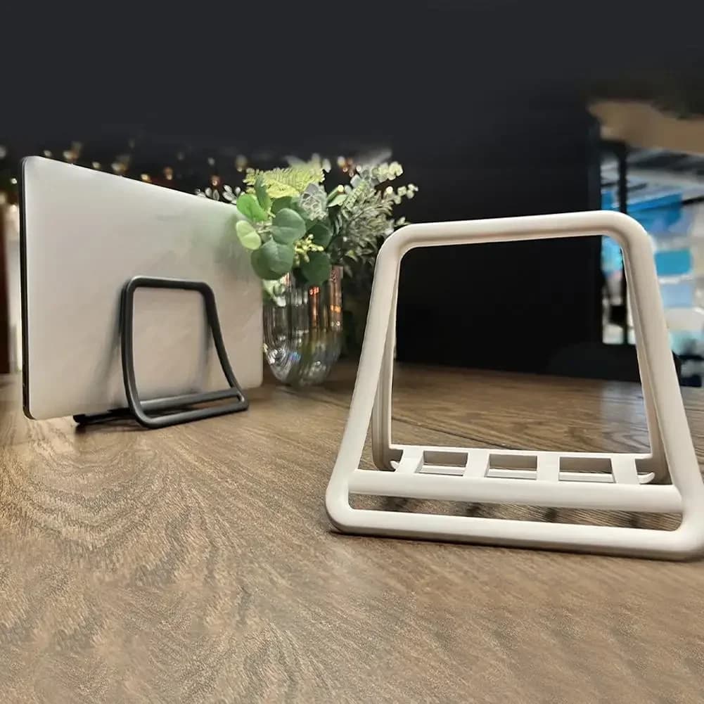 Suporte vertical para laptop destacável branco e cinza em plástico antiderrapante para Macbook