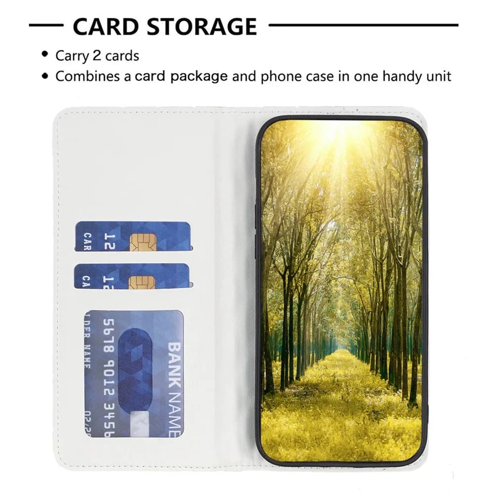 Capa branca para Xiaomi Redmi Note com armazenamento para 2 cartões em couro sintético tipo livro