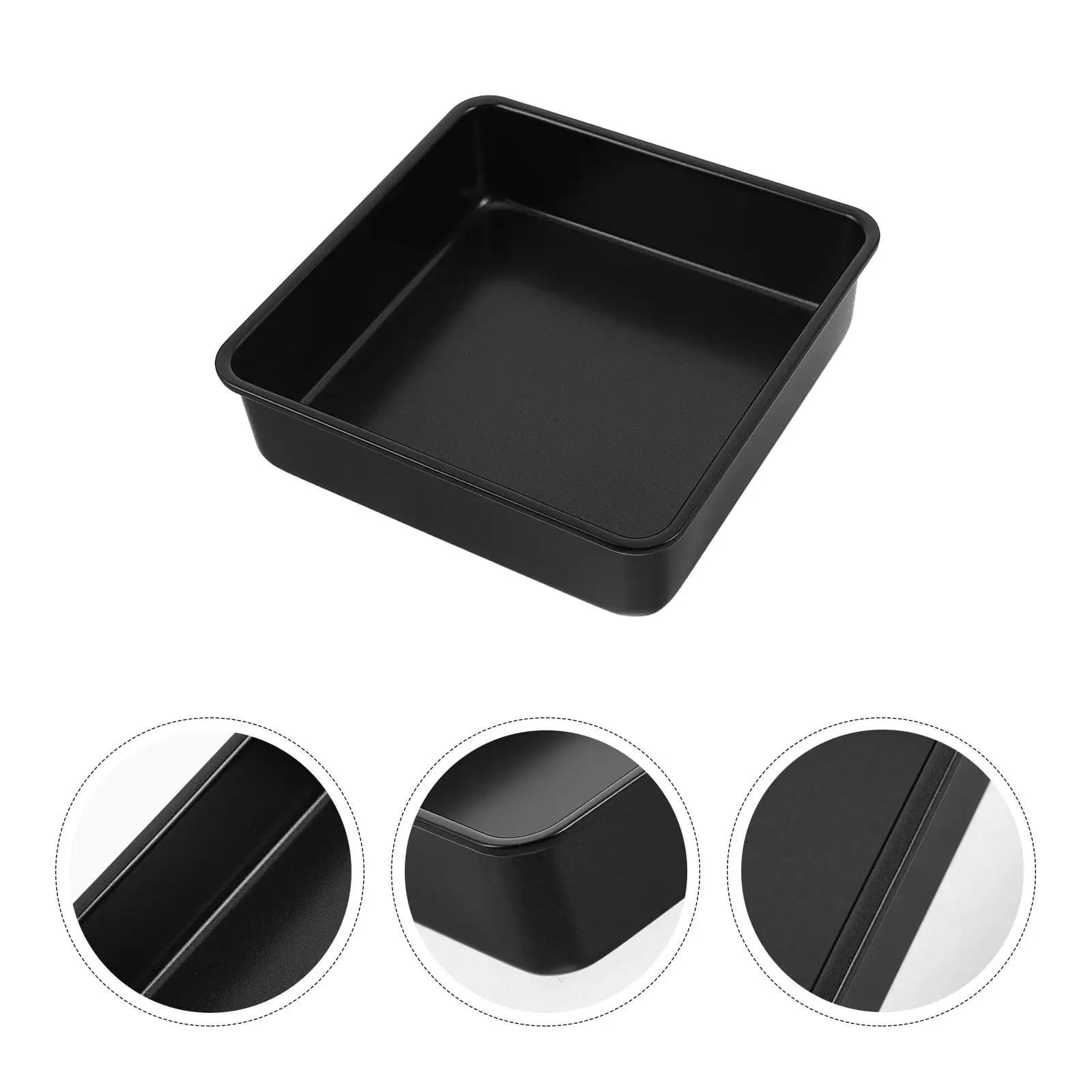 Assadeira Quadrada Antiaderente 6x6 Polegadas Preta para Forno e Air Fryer, Bandeja Profunda para Bolo, Pão e Peixe, Utensílio de Cozinha Versátil e Saudável