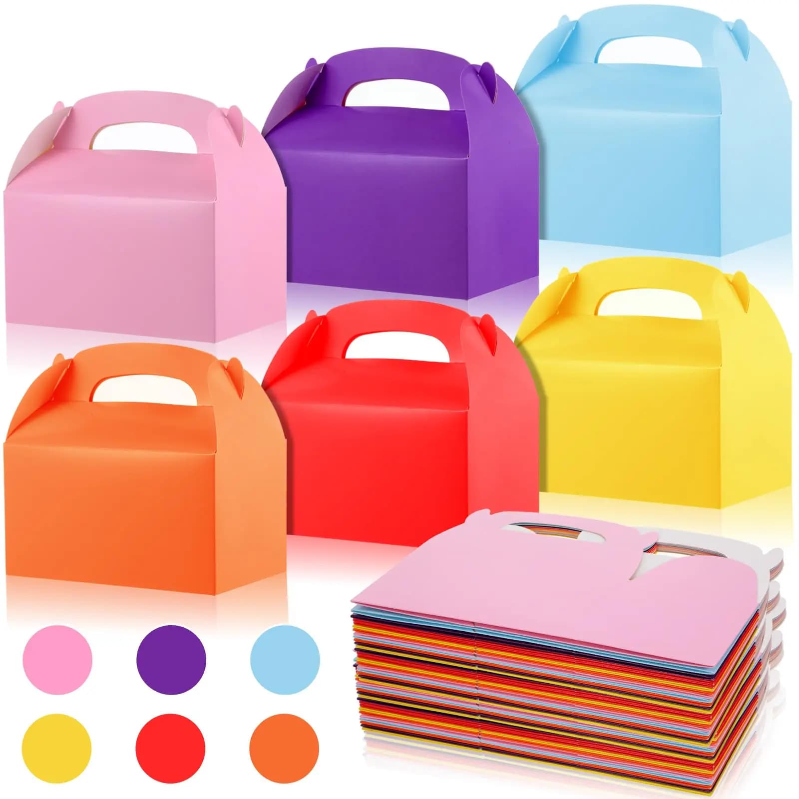 Caixas de presente de papel kraft em várias cores para festas e eventos