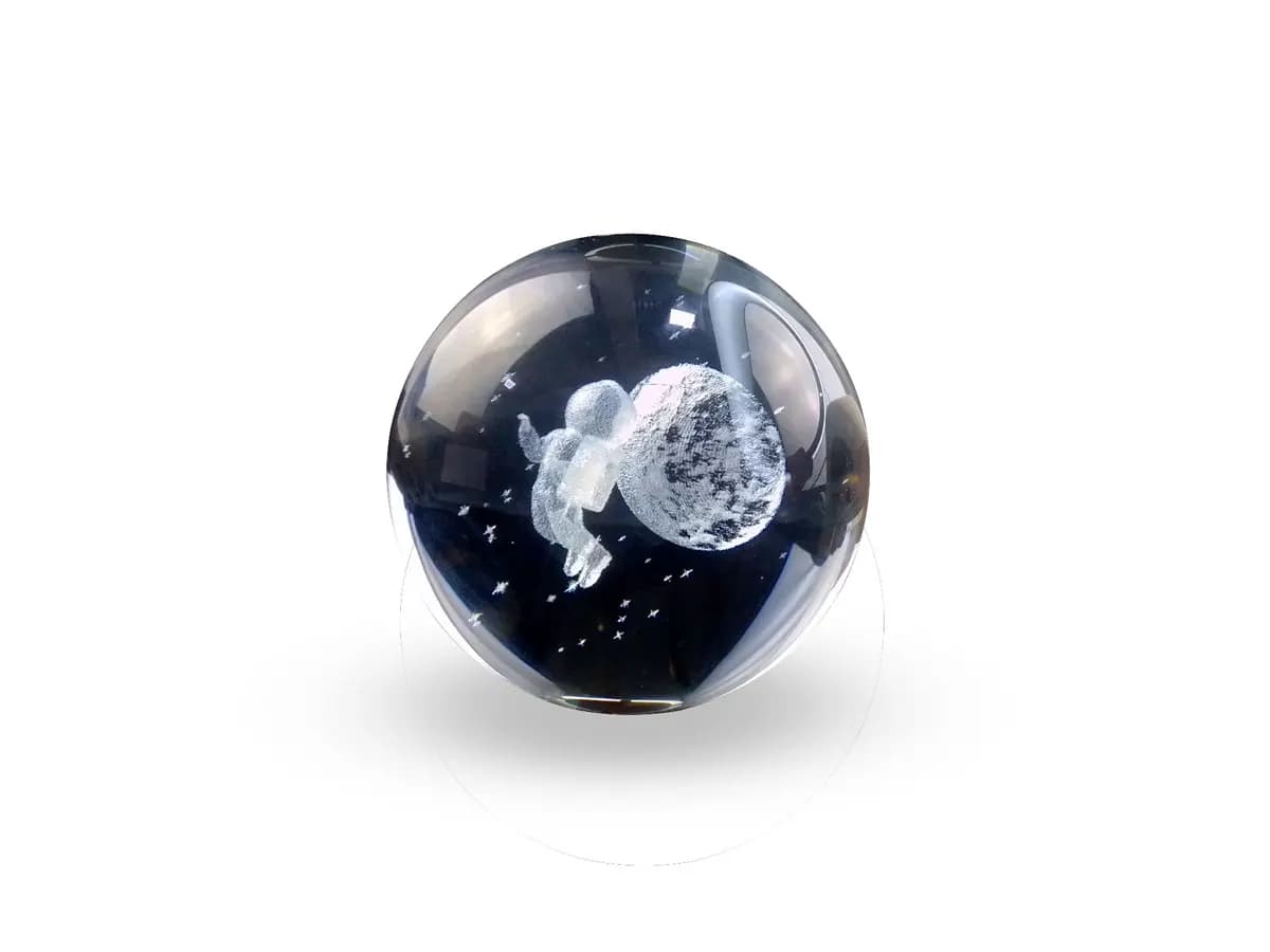 Globo de vidro transparente com imagem 3D de homem na lua para luminária de mesa LED