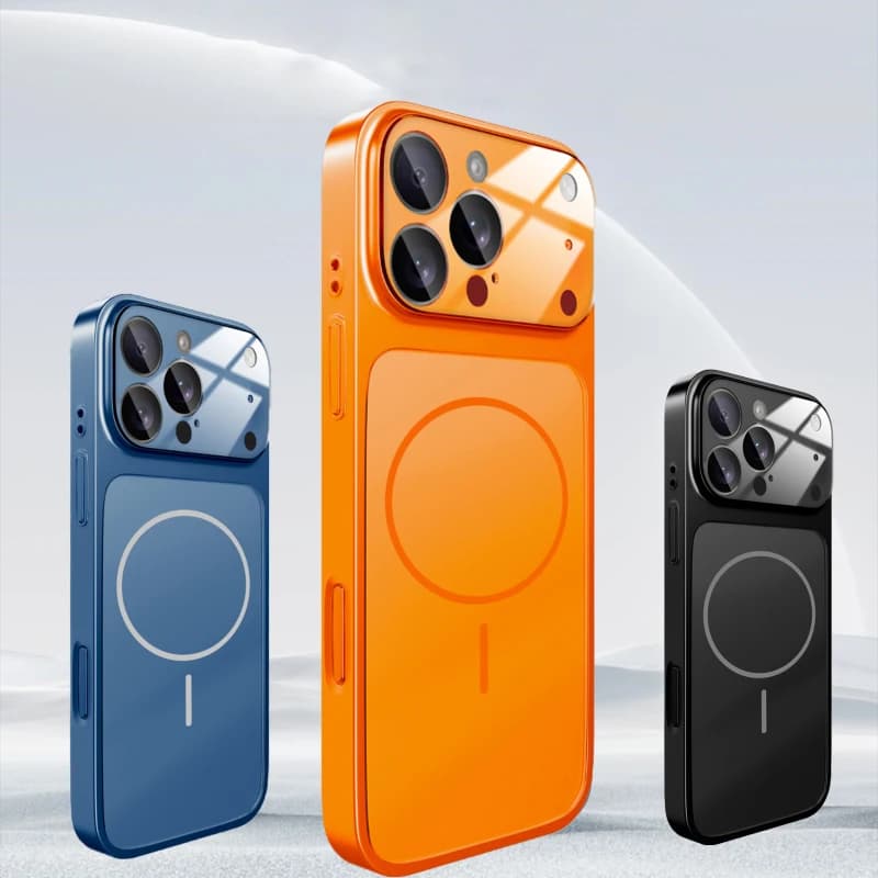 Capas de telefone magnéticas para iPhone em azul, laranja e preto