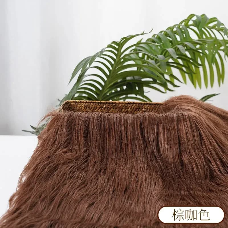 Tecido de pele sintética macia pelo longo marrom para artesanato e decoração