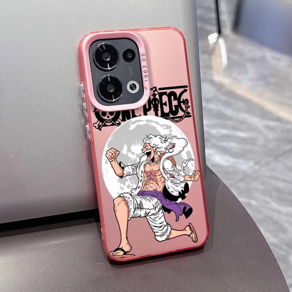 Capa rosa para Xiaomi Redmi Note com estampa do anime One Piece, design exclusivo e proteção para celular