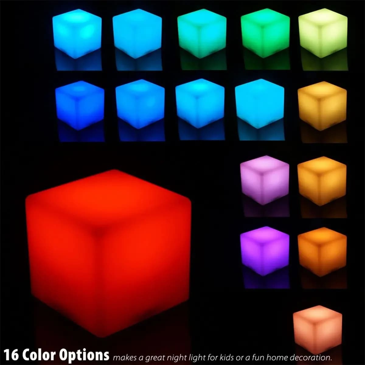 LED Cube Night Light para crianças, Praça criativa, Lâmpada decorativa interior, RGB Desk Light, Luminária de mesa do quarto, Natal, 16 cores