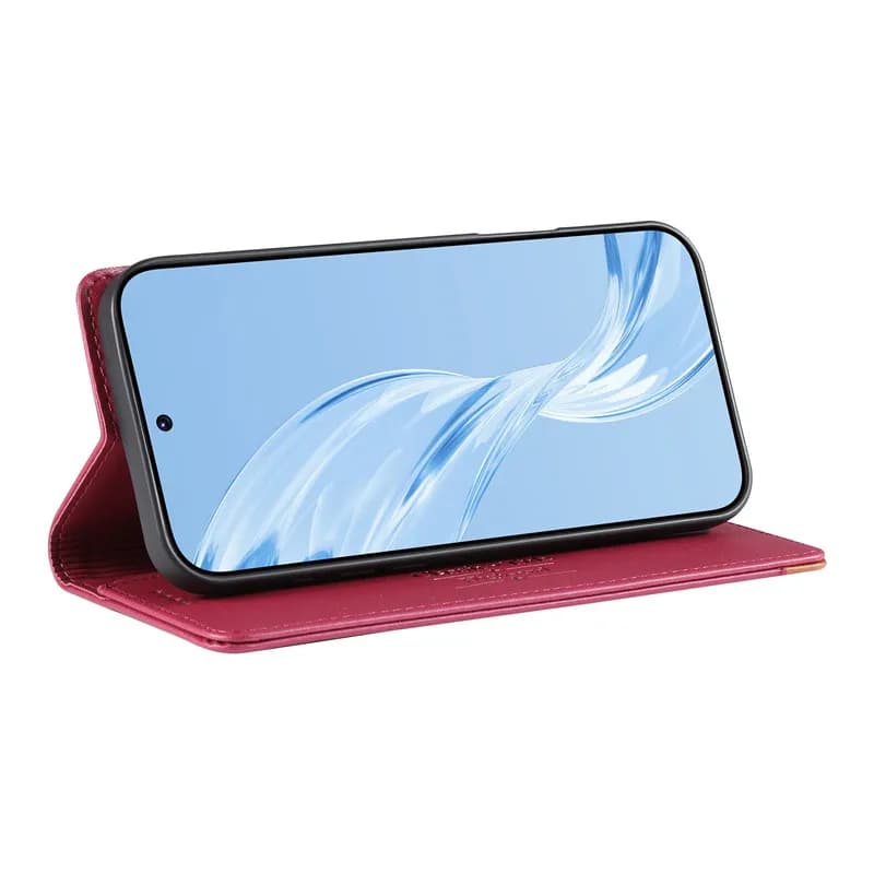 Capa para celular Dier Feng vinho estilo carteira com suporte para visualização horizontal