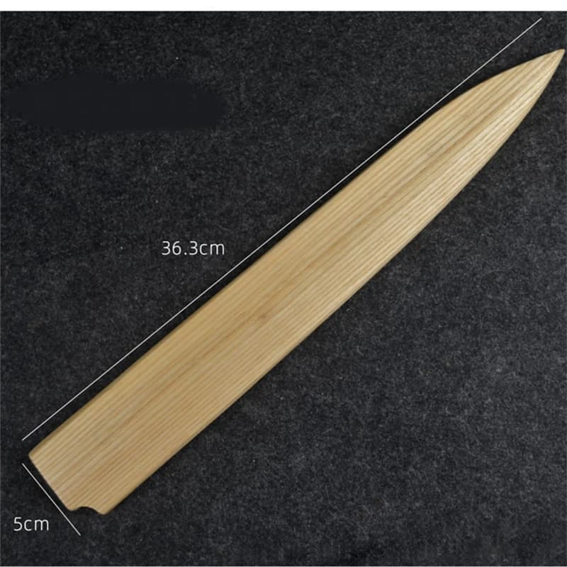 Bainha de madeira castanho para faca japonesa com 36,3 cm de comprimento e 5 cm de largura