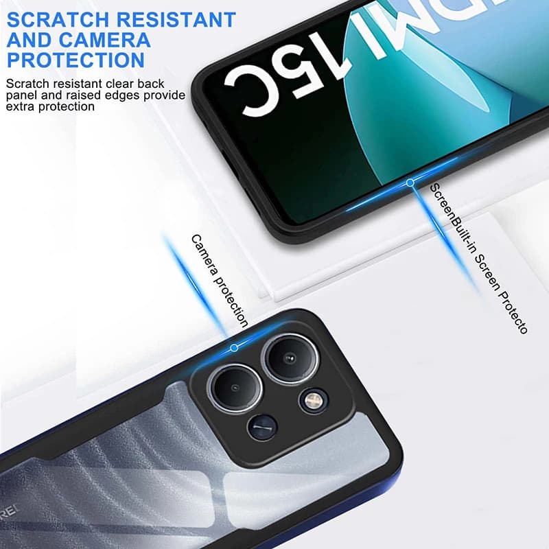 360 corpo inteiro à prova de choque caso telefone para xiaomi redmi 15c 14c 13c 12c 10c 9c 8a dupla camada pc duro hybird capa clara coque