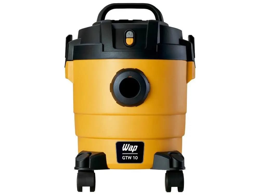 Aspirador WAP GTW 10 amarelo com rodas pretas e logo visível na parte frontal