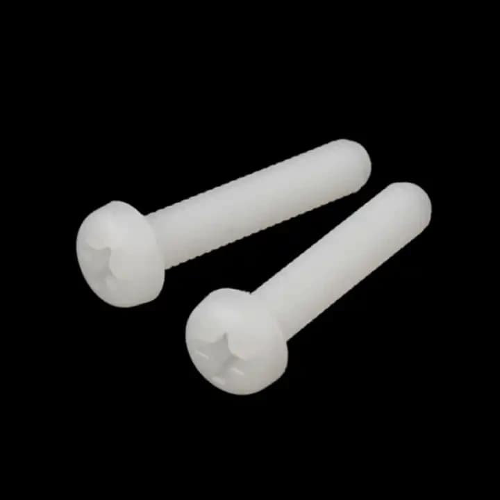 O plástico de nylon isolou a cruz, bandeja de Phillips, parafuso principal redondo, parafuso, cor branca, 2-10mm, M2, M2.5, M3, M4, M5, M6, M8, M10, 5, 10, 20, 50 PCes