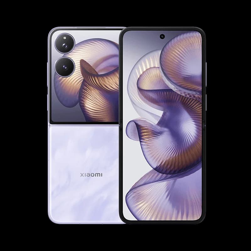 Smartphone Xiaomi MIX Flip 2 lilás com design diamante, câmera Leica 50MP e tela 6.86 polegadas 120Hz