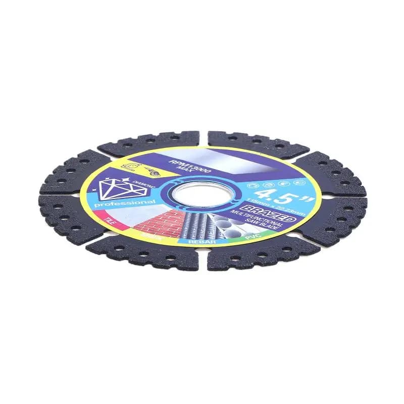 Disco de corte preto 115 mm com lâminas segmentadas de diamante para corte de materiais diversos