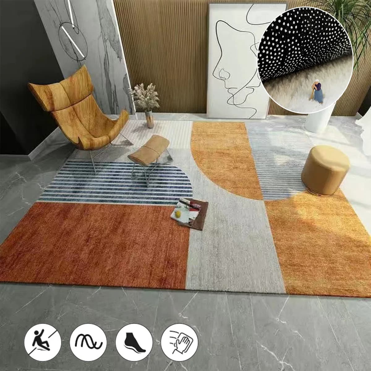 Luz moderna de luxo laranja tapete casa macio lounge tapetes sujo sala estar grande área decoração do quarto tapetes porta entrada