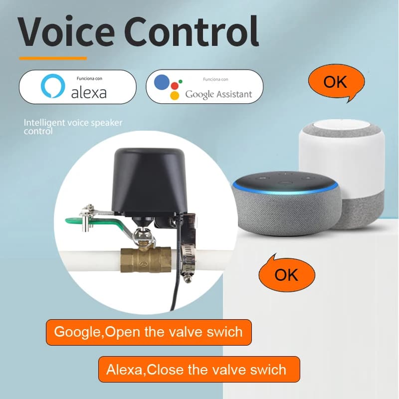 Válvula de Água Inteligente Tuya Zigbee WiFi, Válvula de Gás com Temporizador, Controlador de Torneira Inteligente para Jardim (Padrão UE), Compatível com Alexa, Google Assistant e Smartlife
