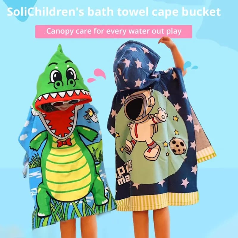 Manto recém-nascido com capuz para bebê com desenhos de dinossauro e astronauta, azul