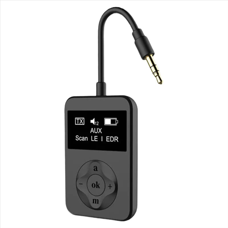 Adaptador de áudio Bluetooth preto para fones de ouvido e TVs