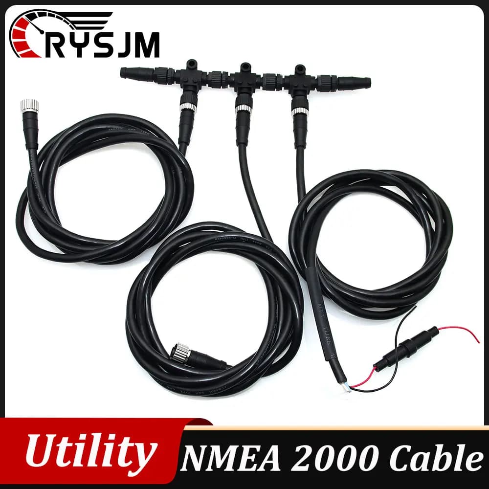 Kit de cabos NMEA 2000 com conectores tipo T e cabos pretos