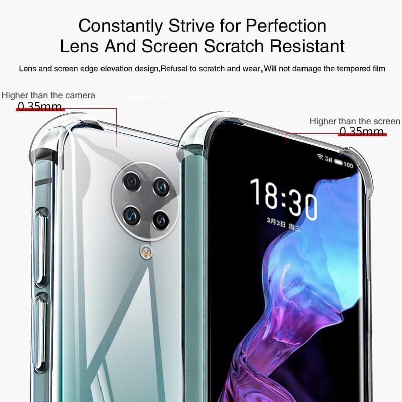 Capa de telefone transparente com airbag para Xiaomi Poco F2 Pro