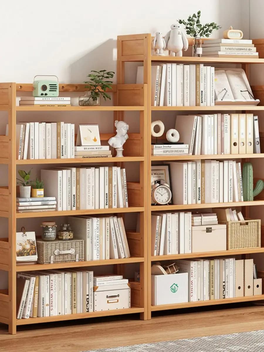 Nova Estante de Livros de Chão com Múltiplas Camadas, Fácil de Montar, para Escritório, Sala de Estar, Dormitório Estudantil,...