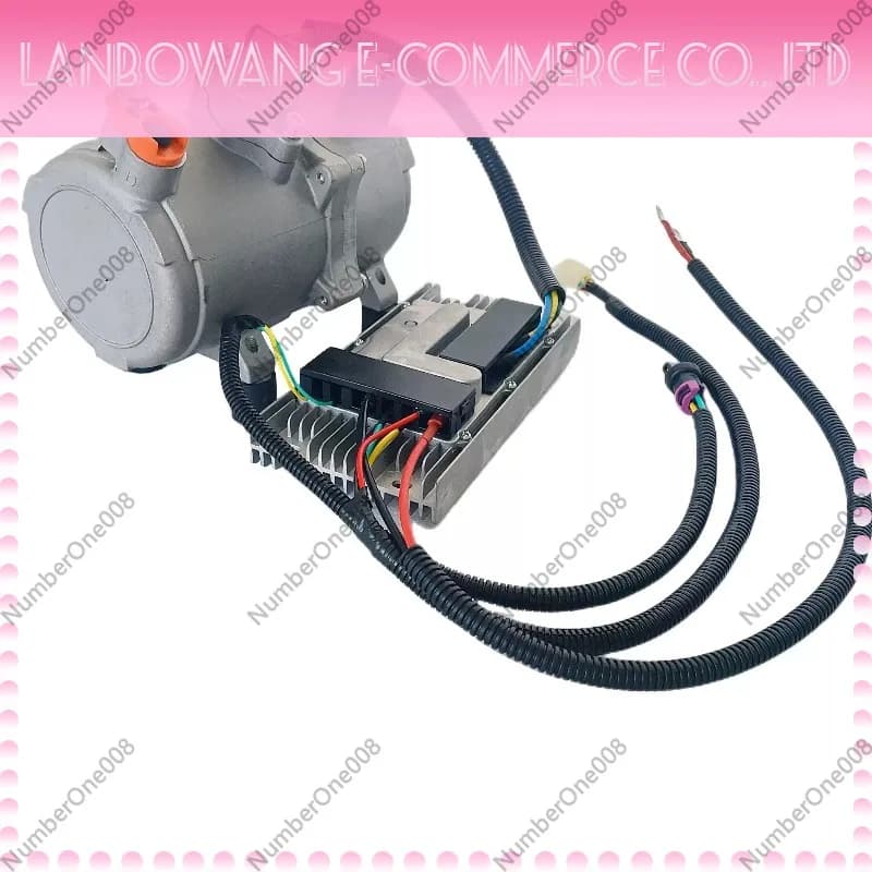 Compressor scroll elétrico para ar condicionado automotivo com gabinete cinza e cabos pretos