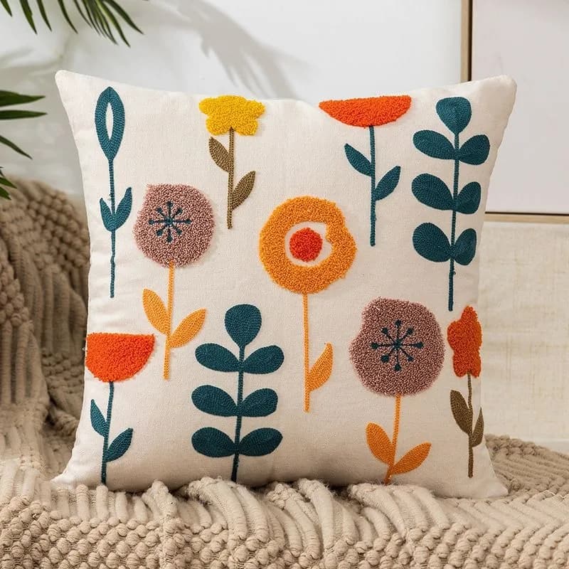 Capa de Almofada Decorativa com Estampa Floral 2D em Pele de Pêssego Macia