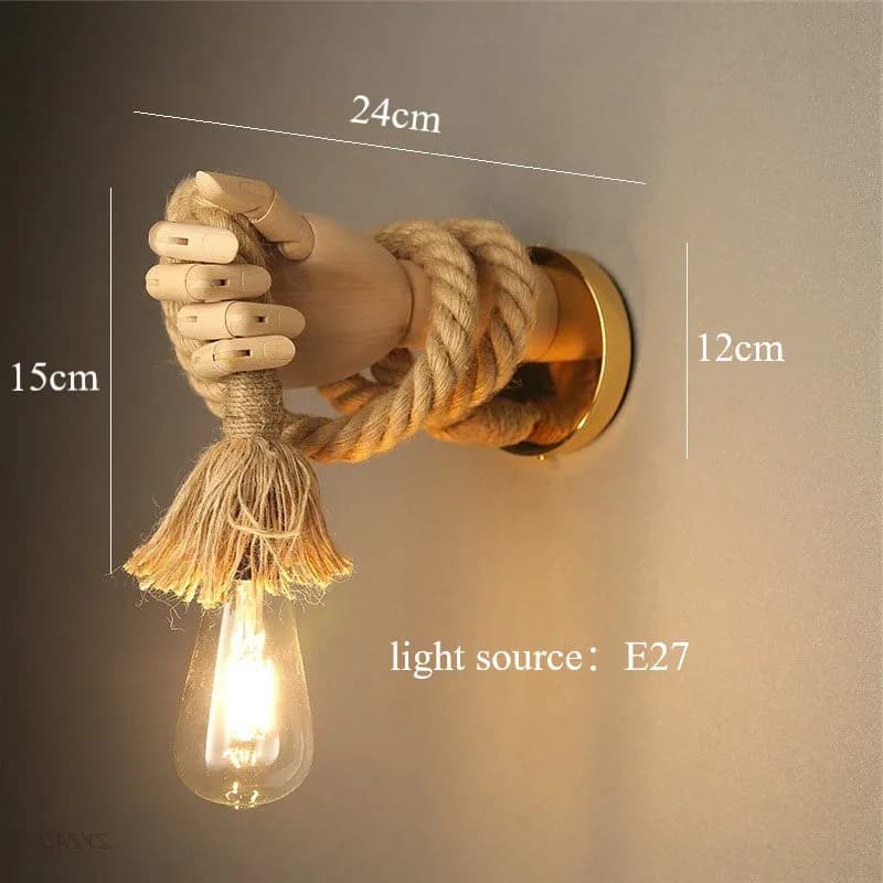 Nordic corda de cânhamo lâmpada de parede led luzes de parede interior corredor lâmpada retro estilo industrial corda de cânhamo arandela luminária